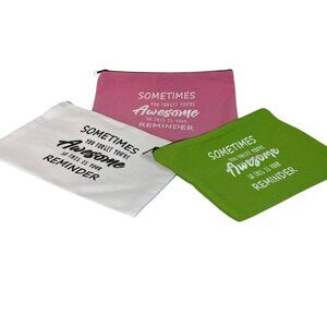 3 Awesome Bags Pink, White & Green 9X6.5